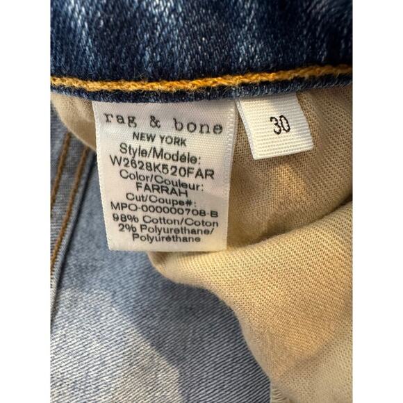 Rag & Bone jeans Nina High Rise Ankle Skinny blue denim button fly Sz 30 - Picture 9 of 11